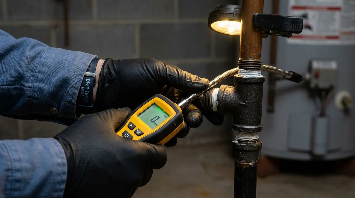 Gas leak detection with electronic sniffer by Johns Plumbing LLC in Bruce